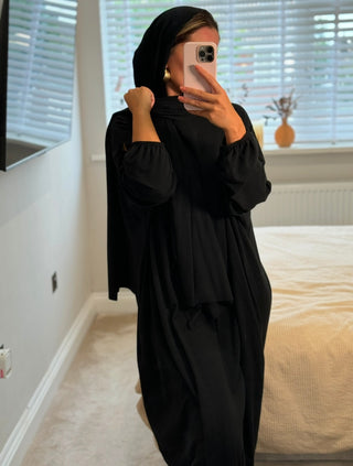 Jersey Pocket Abaya With Scarf