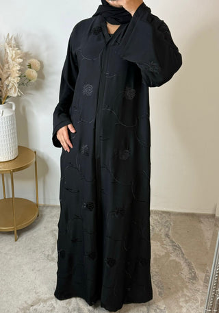 Flower embroided black