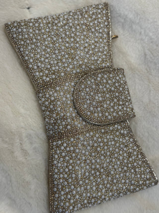 Pearl & Diamante Luxury Pearl Clutch