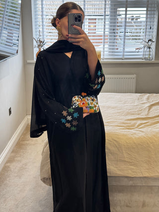 Flower embroided Black